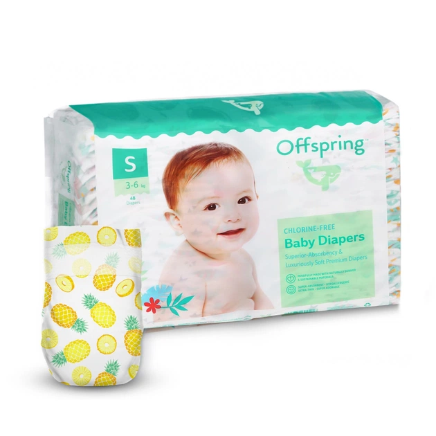Підгузки Offspring Pineapple розмір S 3-6 кг 48 шт (DP-OI-FAT-S48P-PHP) - изображение 1