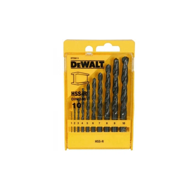 Набор сверл DeWALT HSS-R по металлу, 10шт, d=1-10мм. (DT5911) - изображение 1