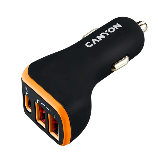 Зарядное устройство Canyon Universal 3xUSB car adapter Black+Purple (CNE-CCA08PU) - изображение 1