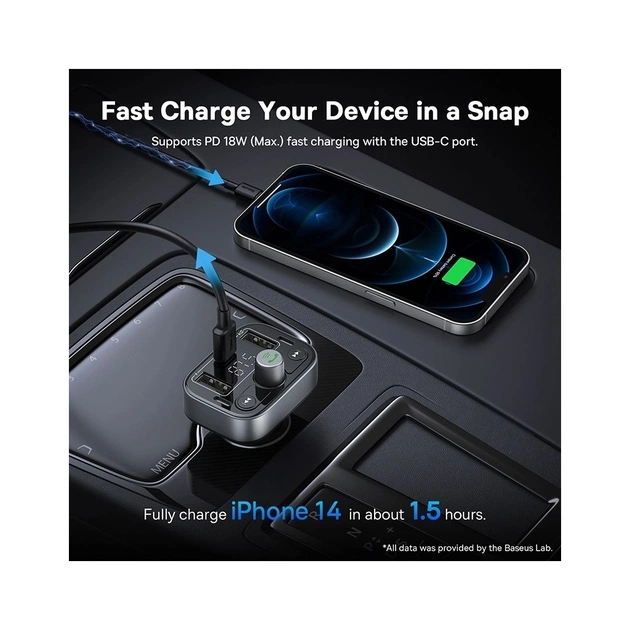 FM модулятор Baseus S-09 Lite Series Black (C10762300113-00) - picture 5