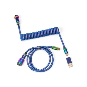 Дата кабель USB 2.0 AM to USB-C 1.08m Premium Coiled Aviator Straight rainbow plated blue Keychron (CAB6_KEYCHRON) зображення 1