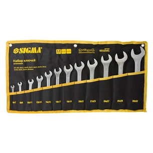 Ключ Sigma набір ріжкових 12шт 6-32мм CrV satine, тк чохол (6010341) зображення 1