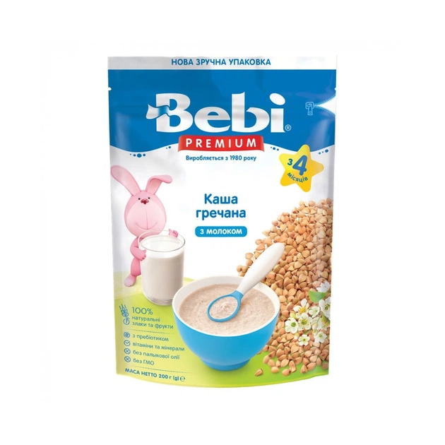 Дитяча каша Bebi Premium молочна гречана +4 міс. 200 г (8606019654337) - зображення 1