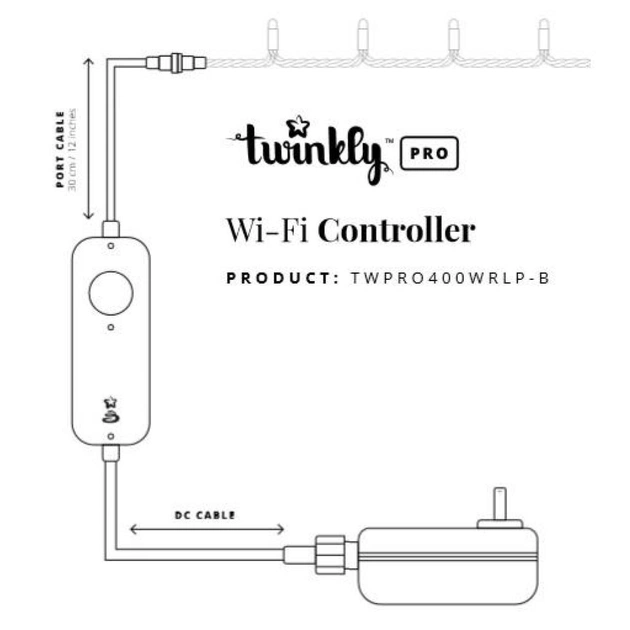 Гірлянда Twinkly PRO Контролер Pro IP65 WiFi IP65, 1-2х250 ламп (TWPRO400WRLP-BEU) - зображення 1