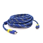 Кабель мультимедійний HDMI to HDMI 10.0m v1.4, OD-8.0mm Blue/Gold Merlion (YT-HDMI(M)/(M)NY/BL-10m) - зменшене зображення 1