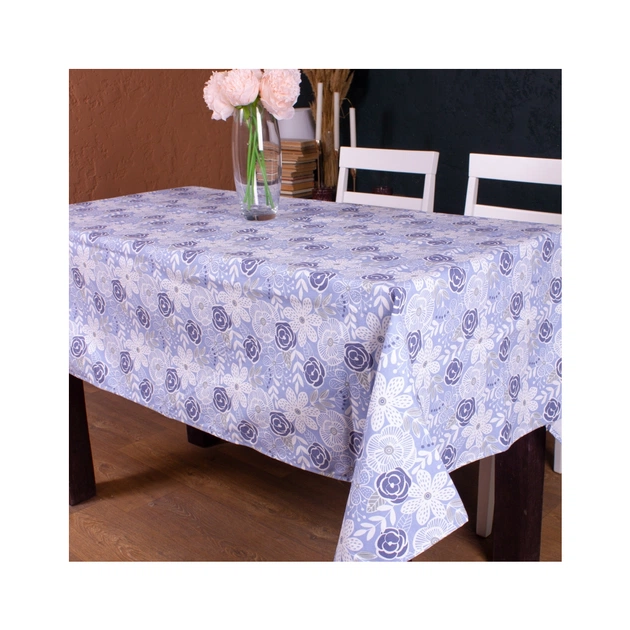 Скатертина MirSon Рогожа №203 Blue Flowers 130x130 см (2200006737841) - зображення 1
