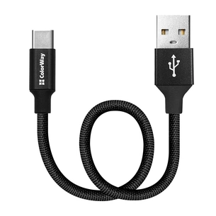 Дата кабель USB 2.0 AM to USB-C 0.25m black ColorWay (CW-CBUC048-BK) зображення 1
