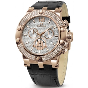 Наручний годинник Seculus 4490.2.503 white, pvd-r stones, black leather зображення 1