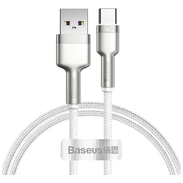 Дата кабель USB to USB-C 1.0m 6A 66W white Baseus (CAKF000102) - изображение 1