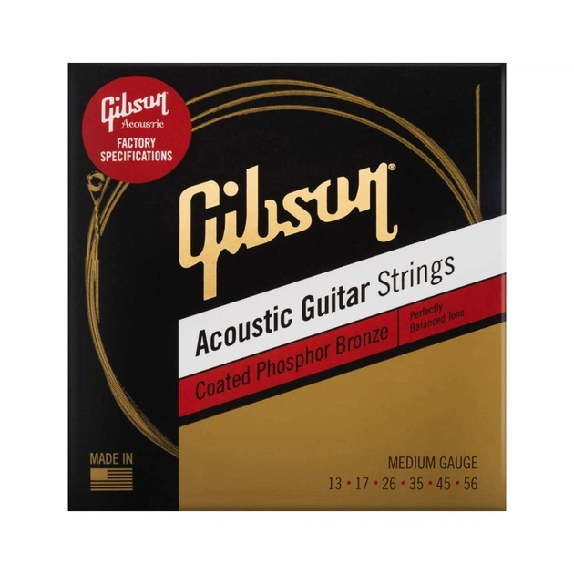 Струни для гітари Gibson SAG-CPB13 Coated Phosphor Bronze Acoustic Guitar Strings Medium (13-56) (230473) - зображення 1
