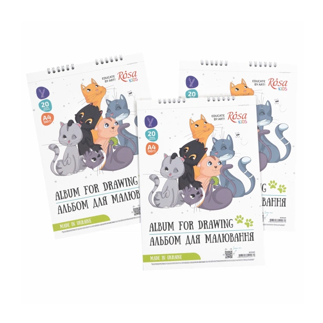 Альбом для малювання Rosa Kids на спіралі Cats Friendship А4 20 аркушів (4823098542971) - picture 3