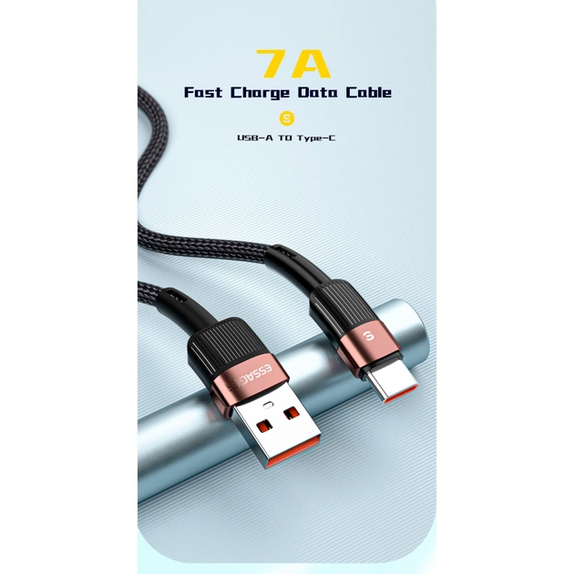 Дата кабель USB 2.0 AM to USB-C 3.0m 7A black Essager (EXCT-XCC01) - picture 2