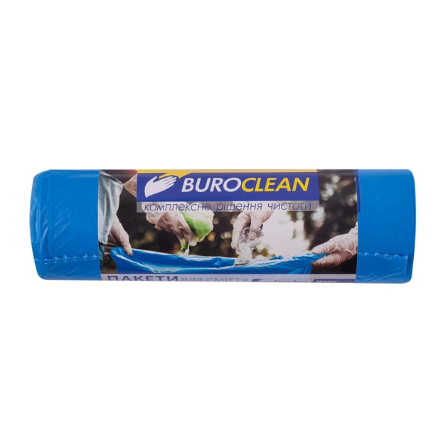 Пакети для сміття Buroclean EuroStandart міцні сині 160 л 10 шт. (4823078977939) - зображення 1
