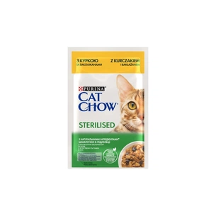 Вологий корм для кішок Purina Cat Chow Sterilised з куркою та баклажанами в желе 85г (7613037025644) зображення 1