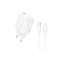 Зарядний пристрій BOROFONE BN28 Fuente USB-C PD30W + cable USB-C to Lightning White (6941991120305) - зменшене зображення 1