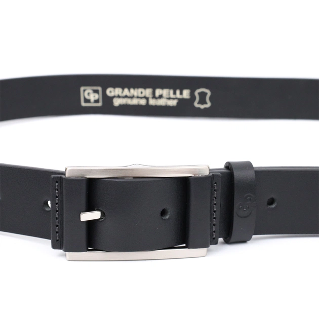 Ремінь Grande Pelle Шкіряний брючний з квадратною пряжкою Чорний (11679) - зображення 2