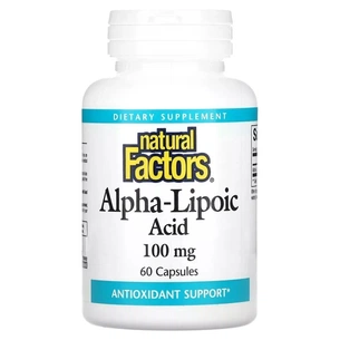 Вітамінно-мінеральний комплекс Natural Factors Альфа-ліпоєва кислота, 100 мг, Alpha-Lipoic Acid, 60 капсул (NFS-02095) зображення 1