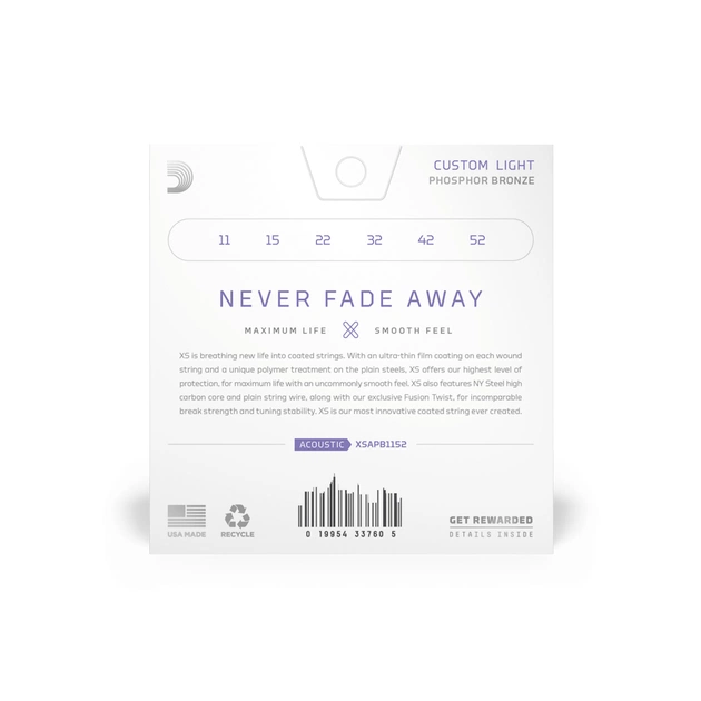 Струни для гітари D'Addario XS Phosphor Bronze Custom Light (11-52) (XSAPB1152) - picture 3