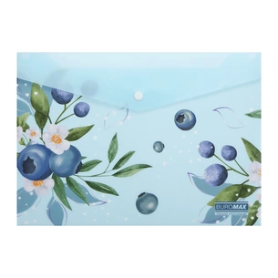 Папка - конверт Buromax А4 на кнопці, BLUEBERRY ARABESKI, напівпрозора, морська хвиля (BM.3943-17) зображення 1