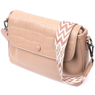 Сумка Vintage Жіноча з фактурним клапаном з натуральної шкіри Пудрова (22329) зображення 1