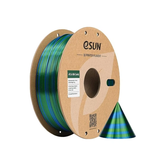 Пластик для 3D-принтера eSUN ePLA-SILK Candy 1,75mm 1kg BLUE GREEN (EPLA-SILK CANDY175UG1) - зображення 1