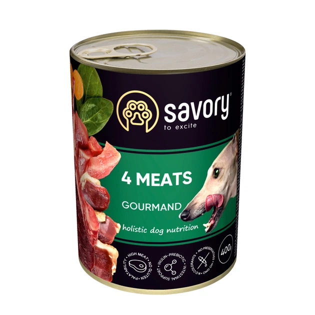 Консервы для собак Savory Dog Gourmand 4 вида мяса 400 г (4820232630396) - изображение 1