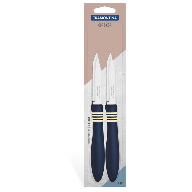 Набір ножів Tramontina Cor Cor Vegetable Blue 76 мм 2 шт (23461/233) - изображение 1