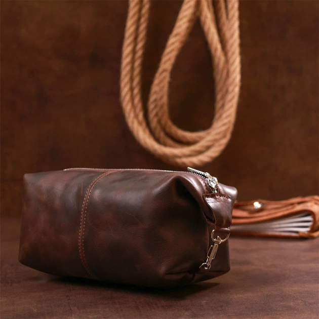 Косметичка Shvigel Шкіряна вінтажна Коричнева (16398) - зображення 8