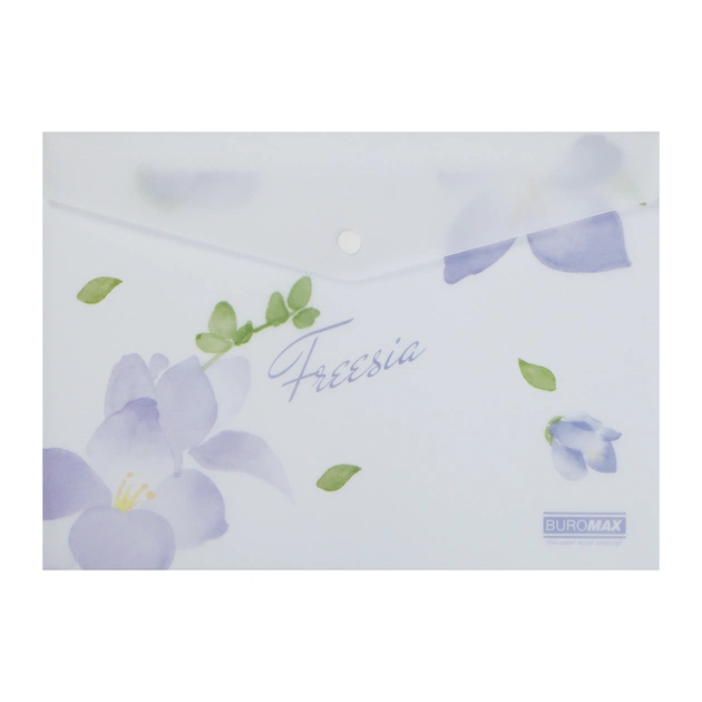 Папка - конверт Buromax А4 на кнопці, FREESIA ARABESKI, напівпрозора, бузкова (BM.3943-26) - зображення 1
