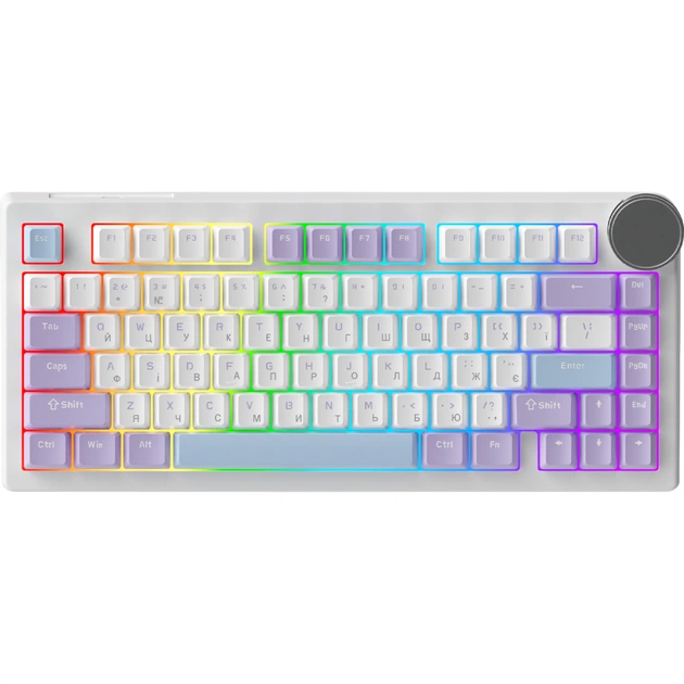 Клавіатура Ajazz AK820 V2 Coconut Flake Switch Wireless/Bluetooth/USB UA Purple/White/Blue (AK820-V2-CF-PWB) - зображення 1