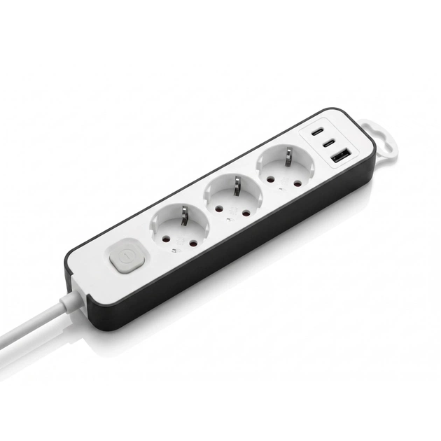 Сетевой удлинитель 2E TwoColors, 3xSchuko, 16A, 3m, white-black (2E-U03ESU33WB) - изображение 1