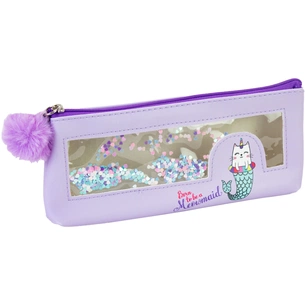 Пенал Cool For School з віконцем конфеті та помпоном 1 відділення фіолетовий (CF87017) зображення 1