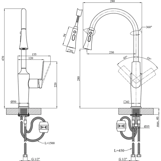 Змішувач Kroner KRP Makon-GRP030-T (CV033865) - зображення 8