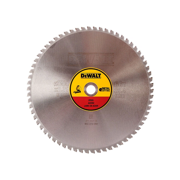 Диск пильний DeWALT METAL CUTTING, 355 х 25.4 мм, 66 z, TCG, 1.5 град, 1800 об/хв. (DT1926) - зображення 1
