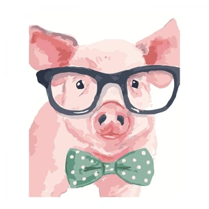 Картина по номерам Strateg Порося в окулярах 30х40 см (SV-0015) зображення 1