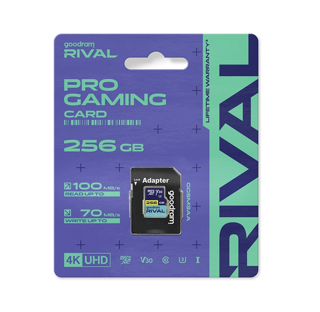 Карта пам`яті MicroSDXC 256GB UHS-I/U3 Class 10 Goodram RIVAL M3AA R100/W70MB/s + SD-adapter (GGSM3AA-2560R12) - зображення 1