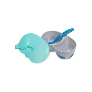 Набір дитячого посуду Akuku на 2 відділення з ложкою Сіро-блакитний (A0303) picture 1