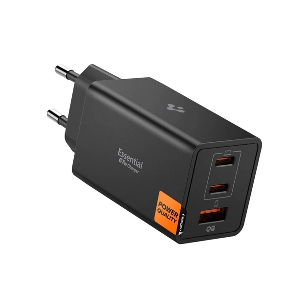 Зарядное устройство Spigen 2xUSB-C PD + 1xUSB 67W black (ACH09458) - изображение 1