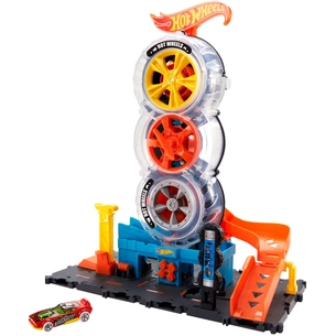 Автотрек Hot Wheels Пригоди та трюки в шиномонтажній (HDP02) зображення 1