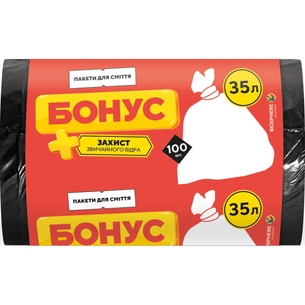 Пакети для сміття Бонус Чорні 35 л 100 шт. (4823071634624) зображення 1