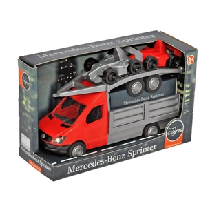 Масштабна модель автомобіля Tigres Mercedes-Benz Sprinter бортовий з лафетом (червоний) (39669) зображення 1