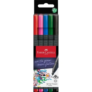 Лайнер Faber-Castell набір ручок капілярних Grip Finepen тригранна 0,4 мм, 5 кольорів (32143) зображення 1