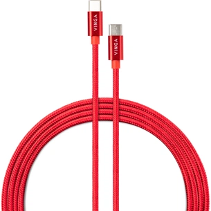 Дата кабель USB-C to USB-C 1.0m 60W Nylon Red Vinga (VCDCCCM531) зображення 1