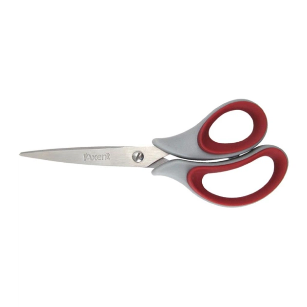 Ножницы Axent Duoton Soft, 16,5см, gray-red (6101-06-А) - изображение 1