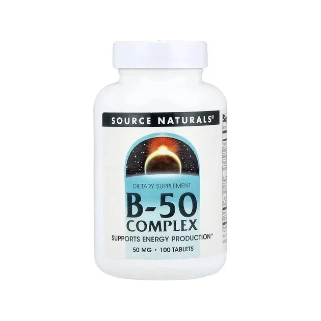 Витаминно-минеральный комплекс Source Naturals Комплекс витаминов B, 50 мг, B-50 Complex, 100 таблеток (SNS-00421) - изображение 1