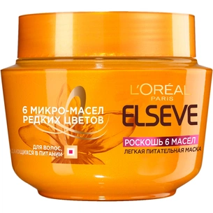 Маска для волосся Elseve Розкіш 6 олій для волосся, яке потребує живлення 300 мл (3600523632893) зображення 1