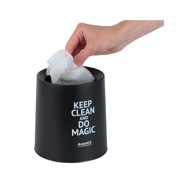 Кошик для паперів Axent Настільний контейнер для сміття, круглий, чорний (2131-01-A) - picture 4