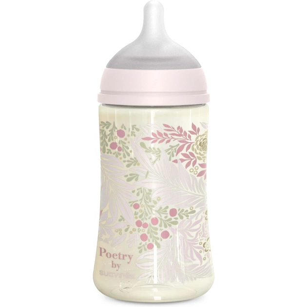 Пляшечка для годування Suavinex Poetry, 270 мл, фізіологічна соска середній потік, світло-рожева (308969) - picture 2