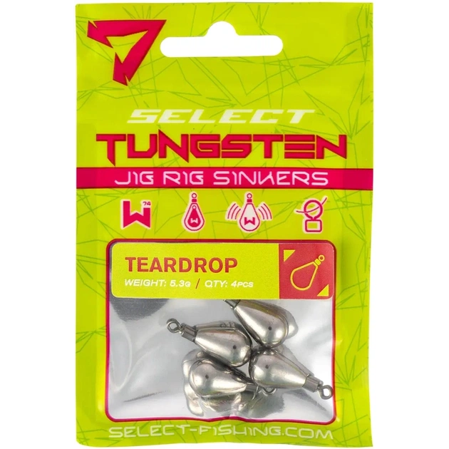 Грузило Select Крапля джиг-ріг вольфрам 1.8g (4 шт/уп) (1870.70.81) - picture 2