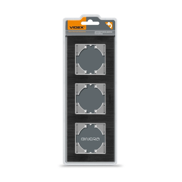 Рамка Videx BINERA чорний алюміній 3 поста (VF-BNFRA3H-B) - зображення 1
